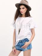 Shein White Short Bell Sleeve Casual Blouse