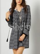 Shein Vintage Print Dress With Fringe
