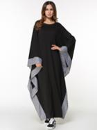 Shein Gingham Hem Contrast Long Hijab Dress
