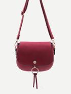 Shein Burgundy Nubuck Leather Button Closure Saddle Bag