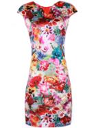 Shein Multicolor V Neck Floral Sheath Dress