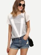 Shein Colorblock Raglan Sleeve Letter Print T-shirt