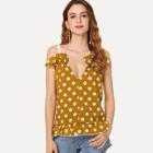 Shein Polka Dot Ruffle Trim V Neck Vest
