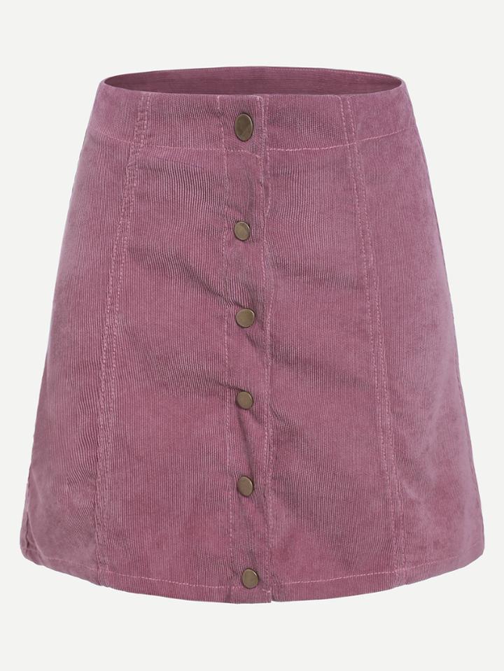 Shein Button Up A Line Cord Skirt