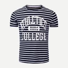 Shein Men Letter Print Striped T-shirt