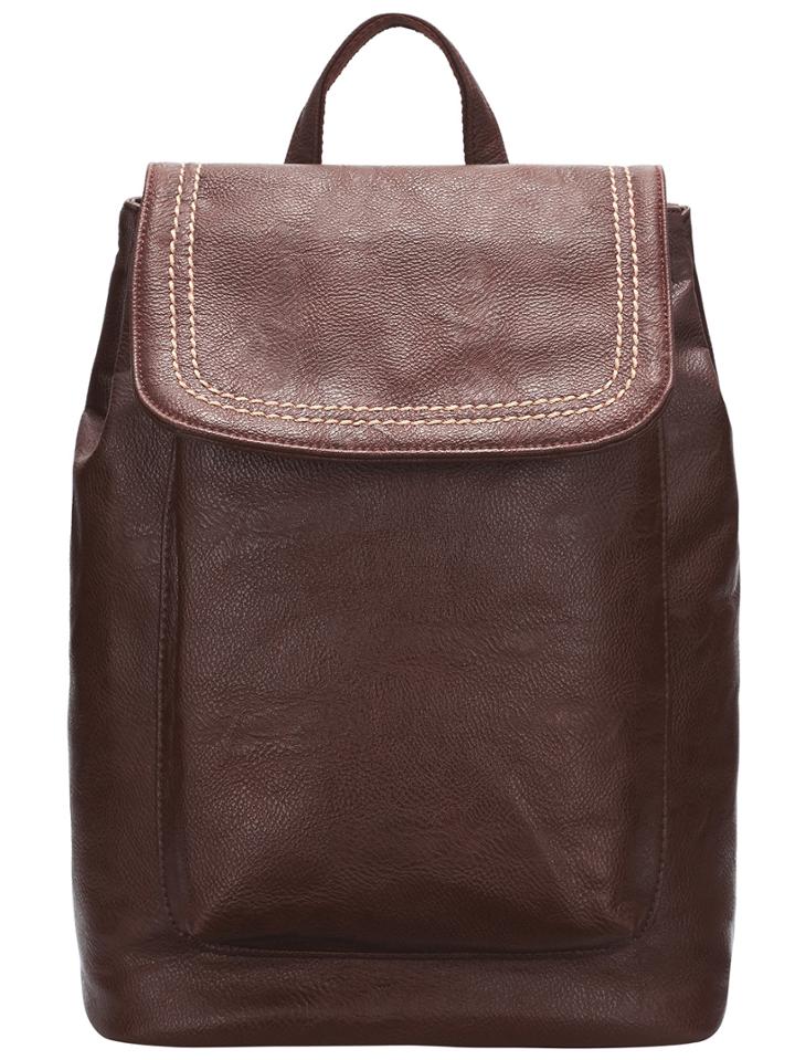 Shein Brown Magnetic Flap Over Pu Backpack