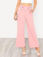 Shein Lace Up Ruched Wide Waistband Pants