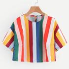 Shein Drop Shoulder Striped Crop Top