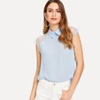 Shein Lace Cap Sleeve Collared Top