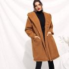 Shein Drop Shoulder Pocket Front Teddy Coat