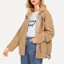 Shein Drop Shoulder Zip Teddy Jacket