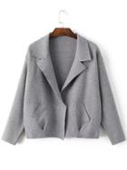 Shein Dark Grey Shawl Collar Hidden Button Sweater Coat