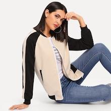 Shein Two Tone Cut And Sew Bomber Jacket