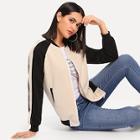 Shein Two Tone Cut And Sew Bomber Jacket