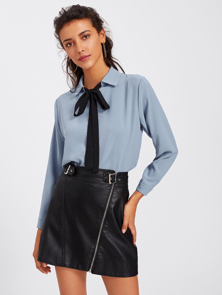 Shein Self Tie Neckline Shirt