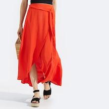 Shein Tie Waist Wrap Maxi Skirt