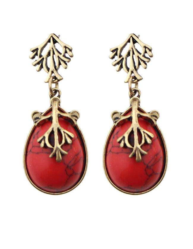 Shein Red Drop Turqoise Earrings