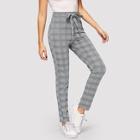 Shein Knot Waist Glen Plaid Cigarette Pants