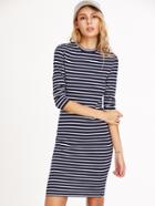 Shein Navy And White 3/4 Sleeve Sheath Dress