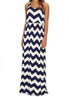 Rosewe Elegant Print Design Off The Shoulder Maxi Dress
