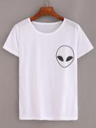 Shein Alien Print T-shirt - White