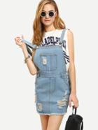 Shein Distressed Raw Hem Denim Overall Dress