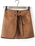 Shein Brown Lace Up Suede Skirt