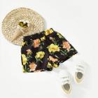 Shein Girls Pocket Side Flower Print Shorts