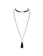 Shein Pu Leather Tassel Collar Necklace