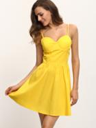 Shein Sweetheart Neckline Cami Dress - Yellow