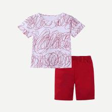 Shein Boys Abstract Print T-shirt With Shorts