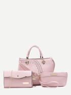 Shein Pink Pu Hollow Out Detail Multi Function 3pcs Bag Set