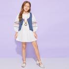 Shein Toddler Girls Vintage Print Dress & Vest