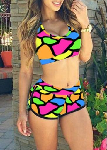 Rosewe Scoop Neck Printed Two Piece Swimwear