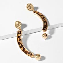 Shein Leopard Pattern Bar Drop Earrings
