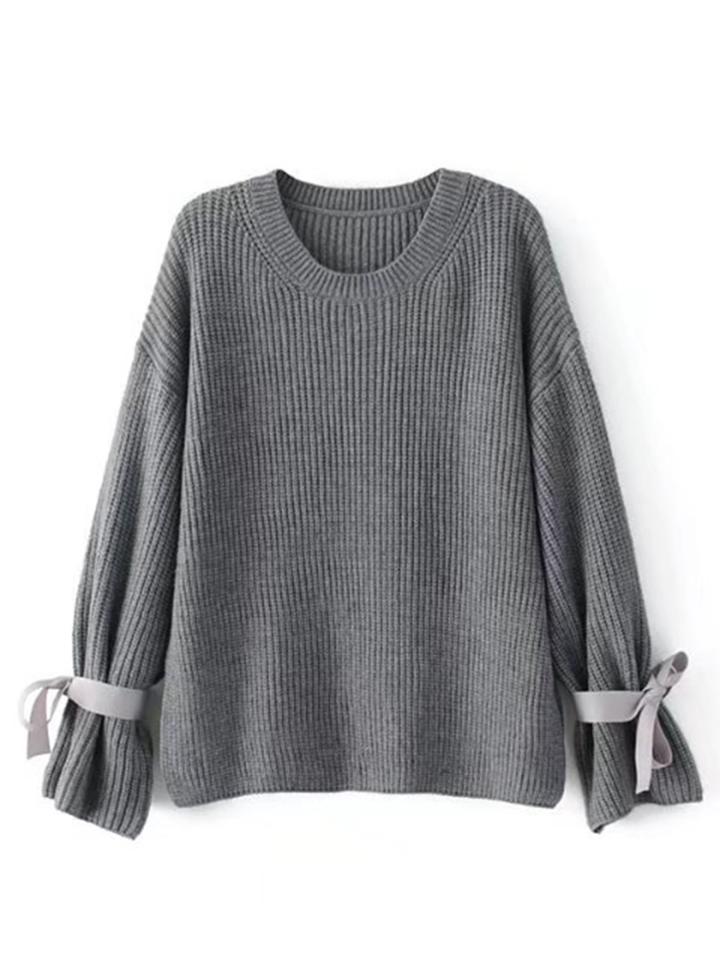 Shein Ribbon Tie Drop Shoulder Sweater