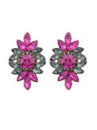 Shein Hotpink Vintage Rhinestone Flower Earrings