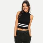 Shein Mock Neck Striped Shell Top