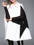 Shein White Shirt Collar Star Print Cape Coat