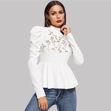 Shein Flower Embroidered Ruffle Top