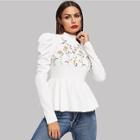 Shein Flower Embroidered Ruffle Top