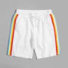 Shein Men Rainbow Striped Side Drawstring Waist Shorts
