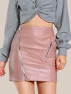 Shein Zip Detail Faux Leather Skirt