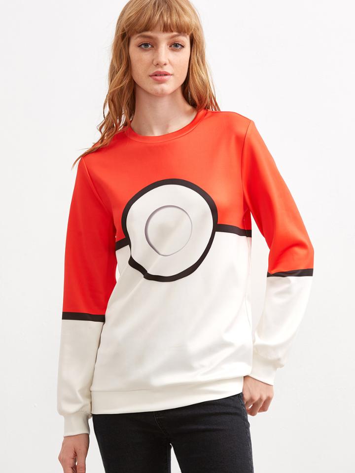 Shein Color Block Pattern Print Sweatshirt