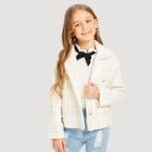 Shein Girls Button Front Plaid Tweed Jacket