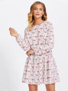 Shein Allover Flamingo Print Smock Dress