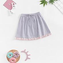Shein Girls Tassel Hem Striped Print Skirt