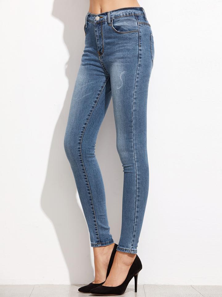 Shein Bleach Wash Ankle Jeans