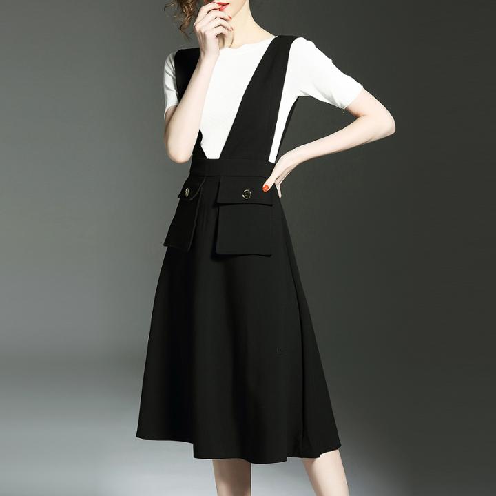 Shein Black Knit Shirt Two-piece A-line Dress