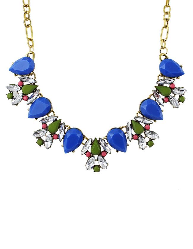Shein Blue Gemstone Collar Necklace